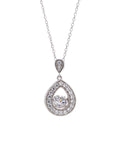 DANCING STONE PEAR SHAPE PENDANT WITH PURE SILVER CHAIN