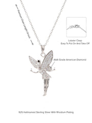 American Diamond Angel Pendant In 925 Silver-3