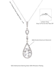 Silver American Diamond Water Drop Necklace