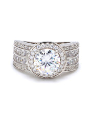 Ornate 2 Carat Solitaire American Diamond Halo Ring