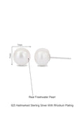 7 Mm White Freshwater Pearl Stud 925 Silver Earrings