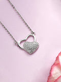 925 Silver Cubic Zirconia Two Hearts Intertwined Pendant