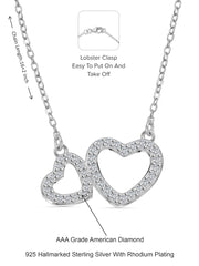 American Diamond Double Heart Pendant With Chain-6