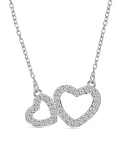 American Diamond Double Heart Pendant With Chain-4