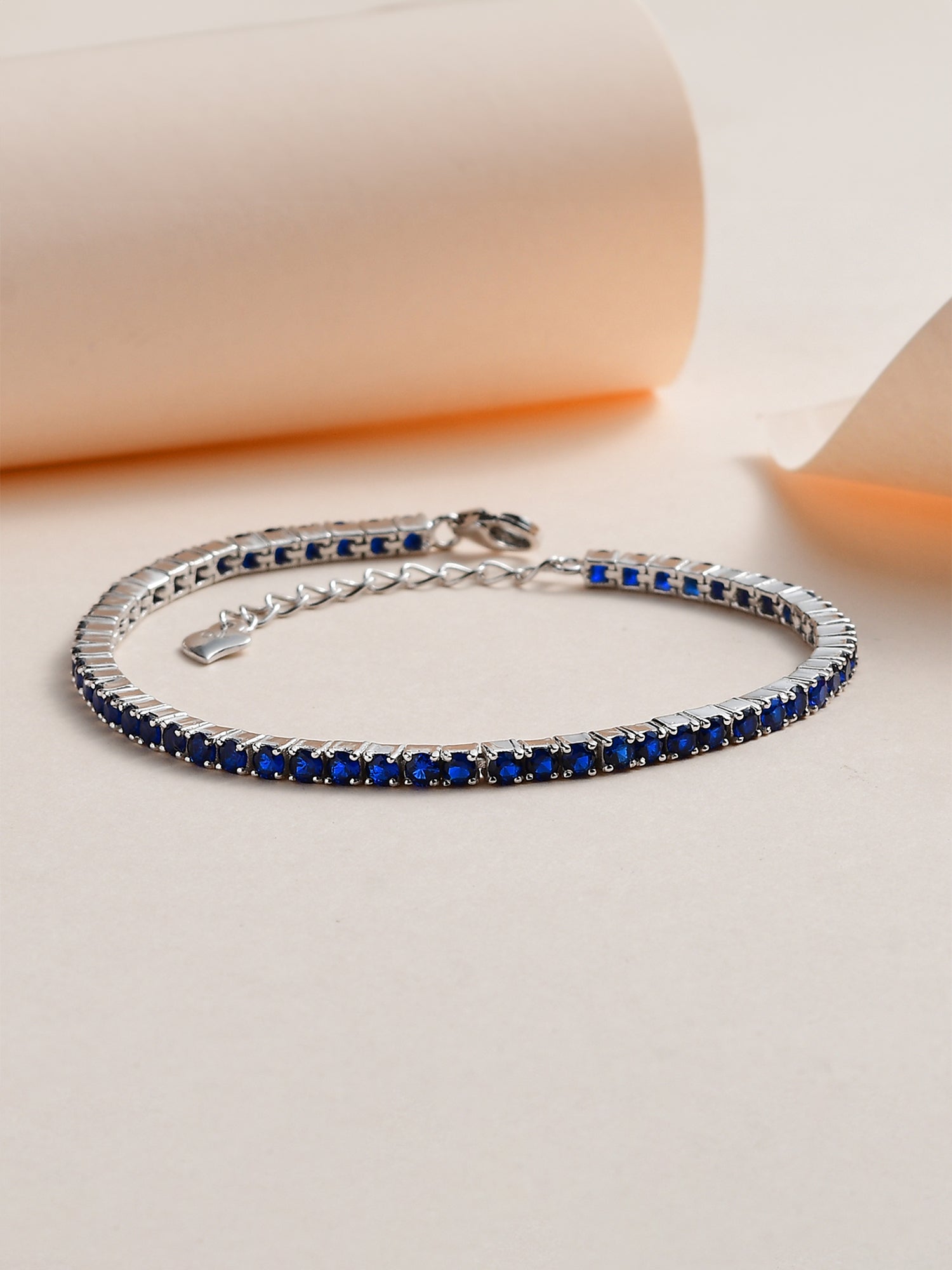 Blue Sapphire Tennis Bracelet Made With 925 Sterling Silver