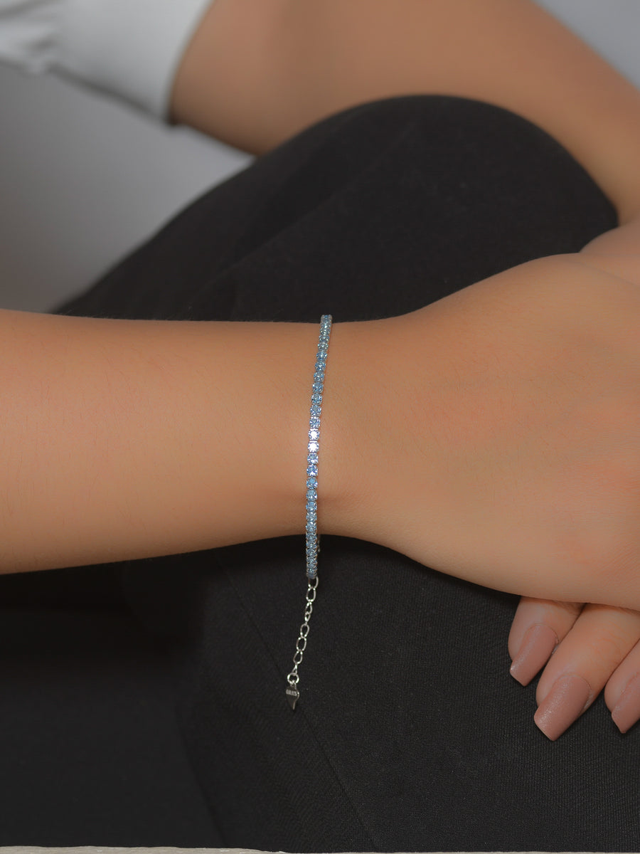 Blue Sapphire Tennis Bracelet For Women-3