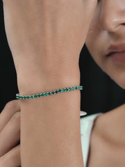 Single Line Emerald Green Tennis Bracelet For Women