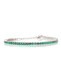 Single Line Emerald Green Tennis Bracelet For Women