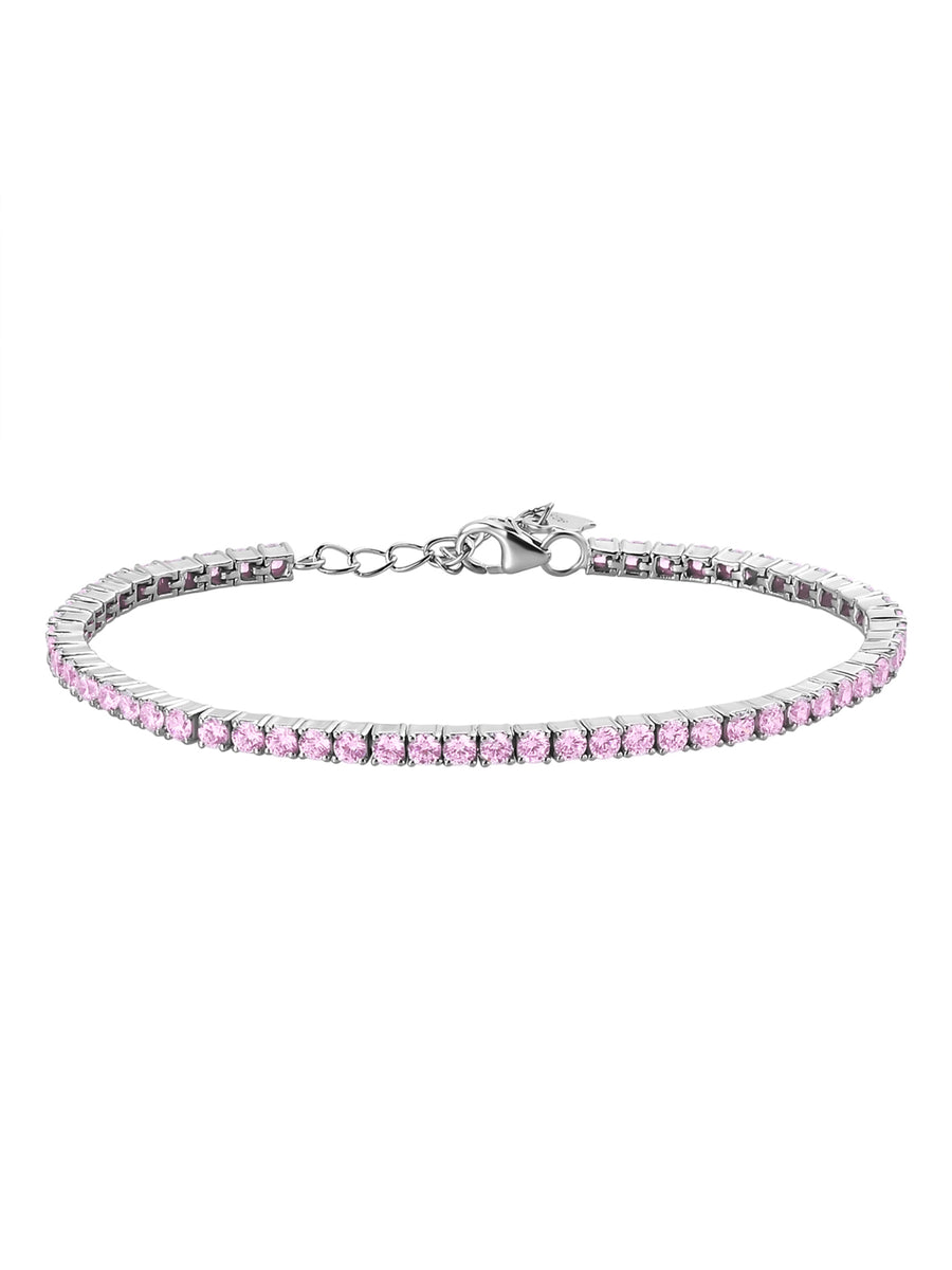 Pink Cubic Zirconia Tennis Bracelet For Women