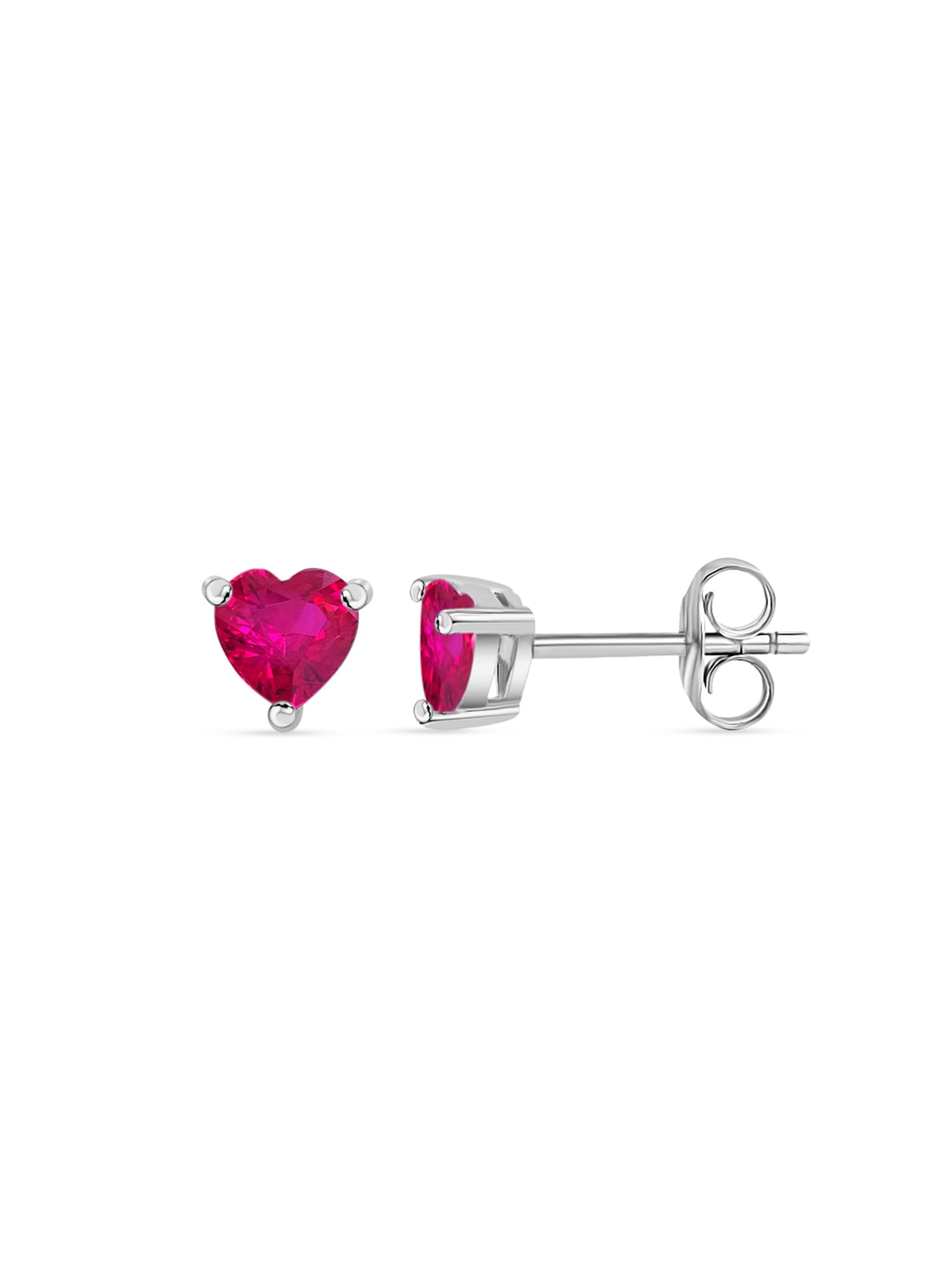 Ornate Jewels Ruby Heart Studs In 925 Silver-2