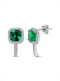 925 Silver Emerald J Hoop Earrings-1