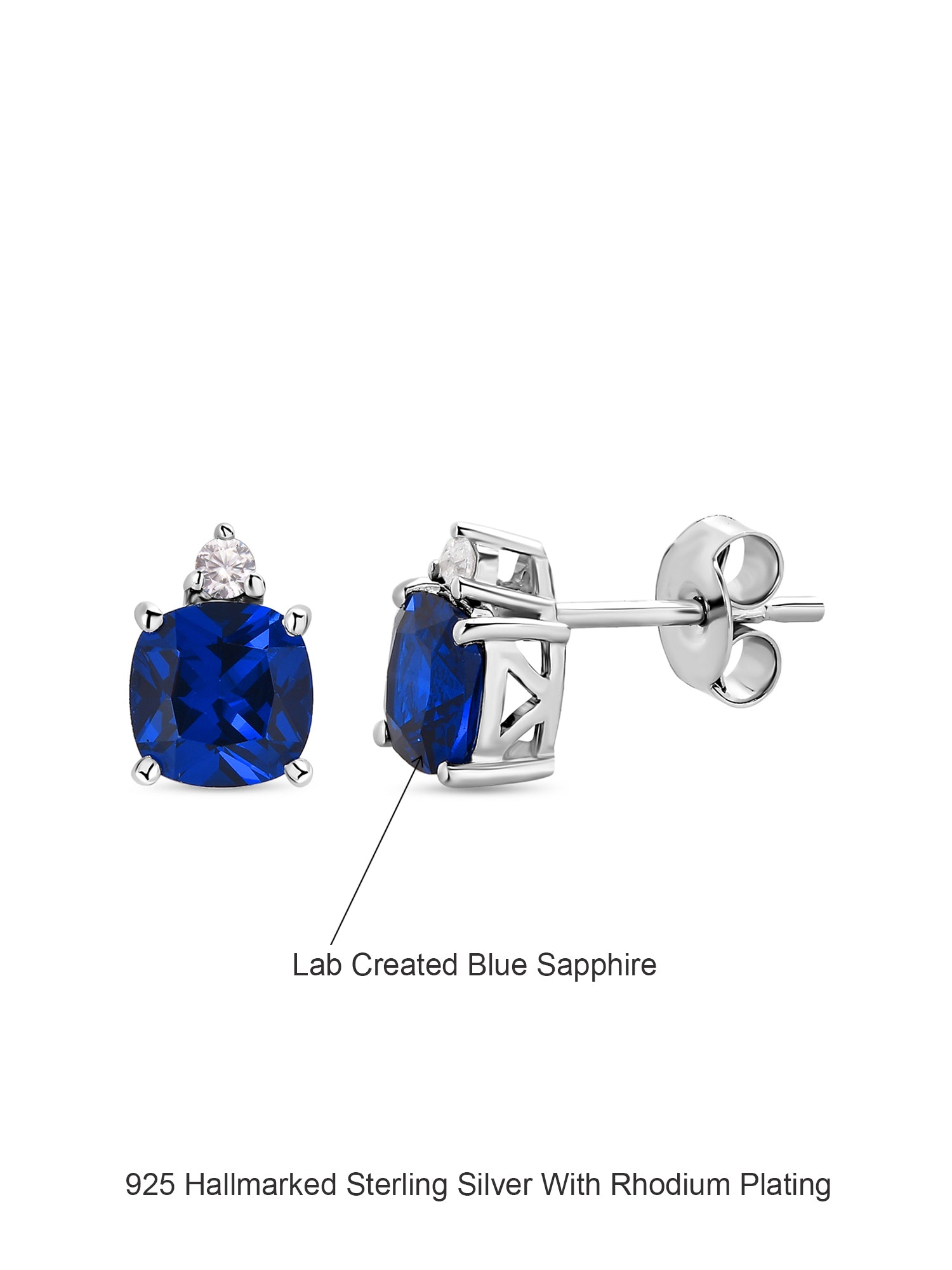 Blue Sapphire Daily Wear 925 Sterling Silver Studs-3