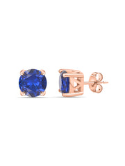 Blue Sapphire Daily Wear Rose Gold Solitaire Stud Earrings