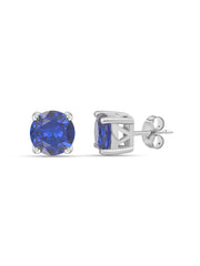 Blue Sapphire Daily Wear Solitaire Studs In Sterling Silver-5