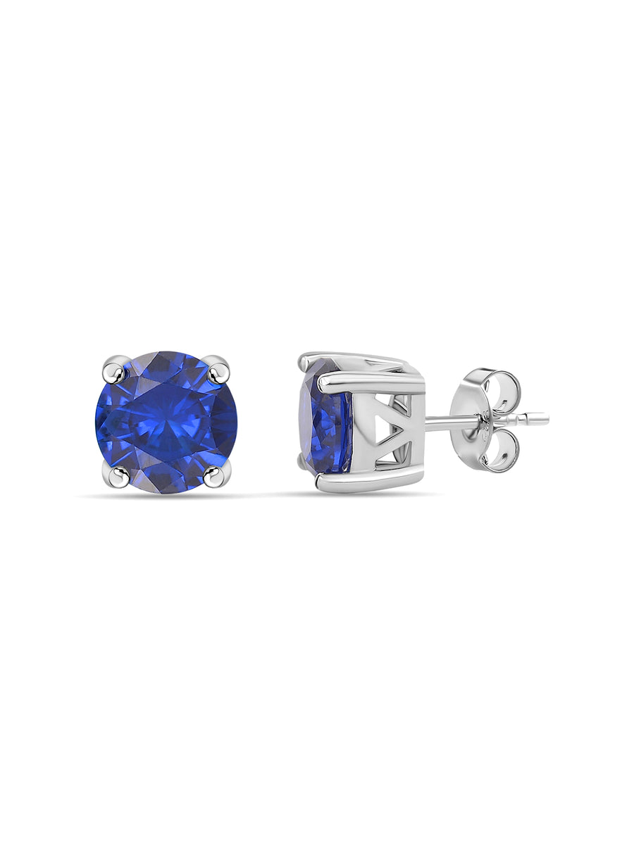 Blue Sapphire Daily Wear Solitaire Studs In Sterling Silver