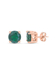 1.25 Carat Rose Gold Green Emerald Daily Wear Solitaire Stud Earrings