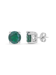 1.25 Carat Green Emerald Daily Wear Solitaire Studs In Sterling Silver-5