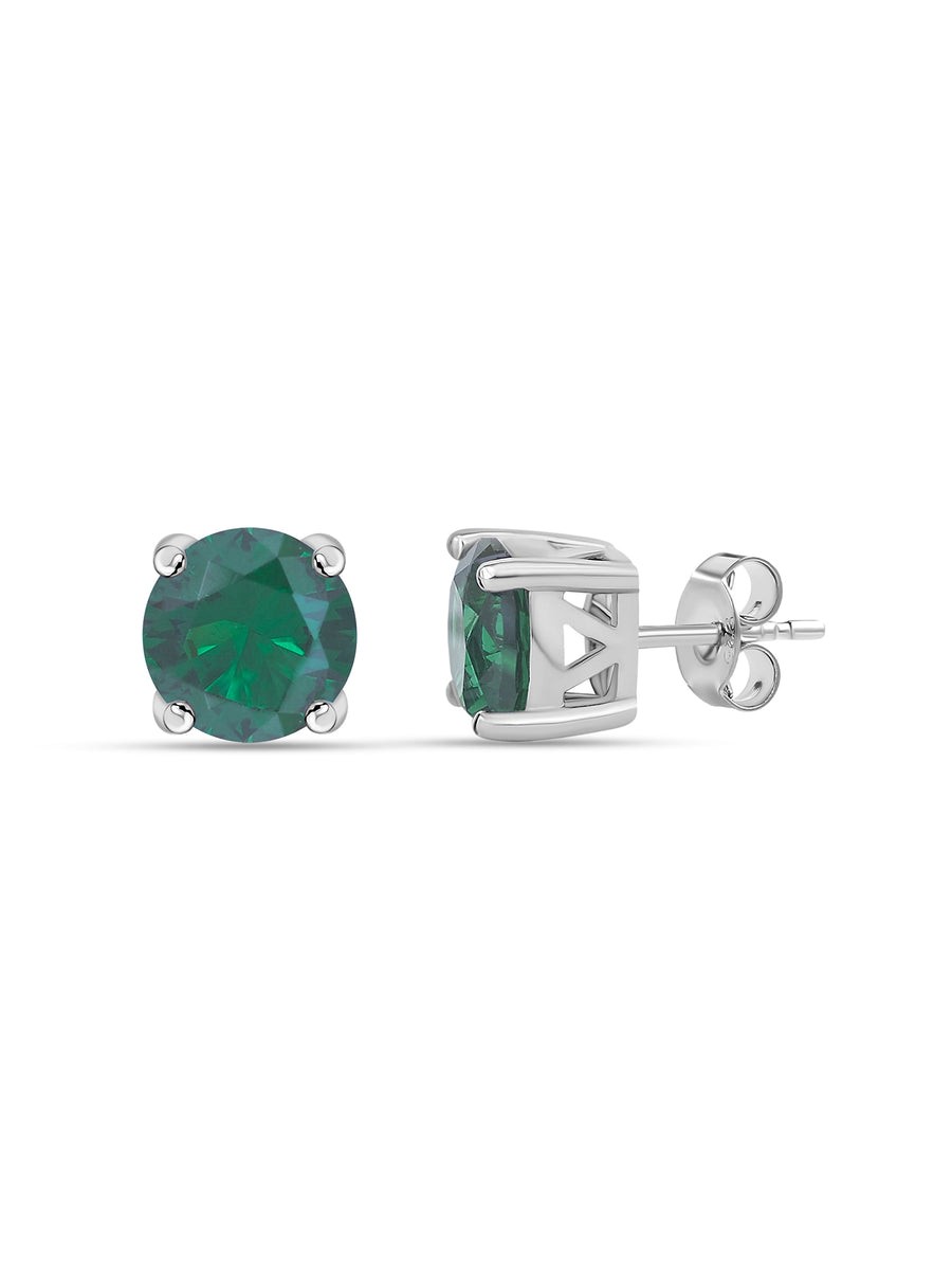 1.25 Carat Green Emerald Daily Wear Solitaire Studs In Sterling Silver-5