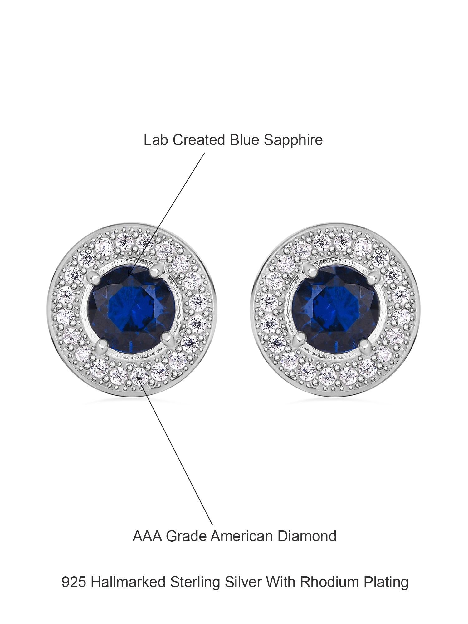 Blue Sapphire Stud Earrings In 925 Sterling Silver-4