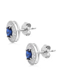 Blue Sapphire Stud Earrings In 925 Sterling Silver-3