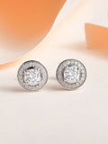 0.5 Carat American Diamond Solitaire Halo Studs In 925 Sterling Silver