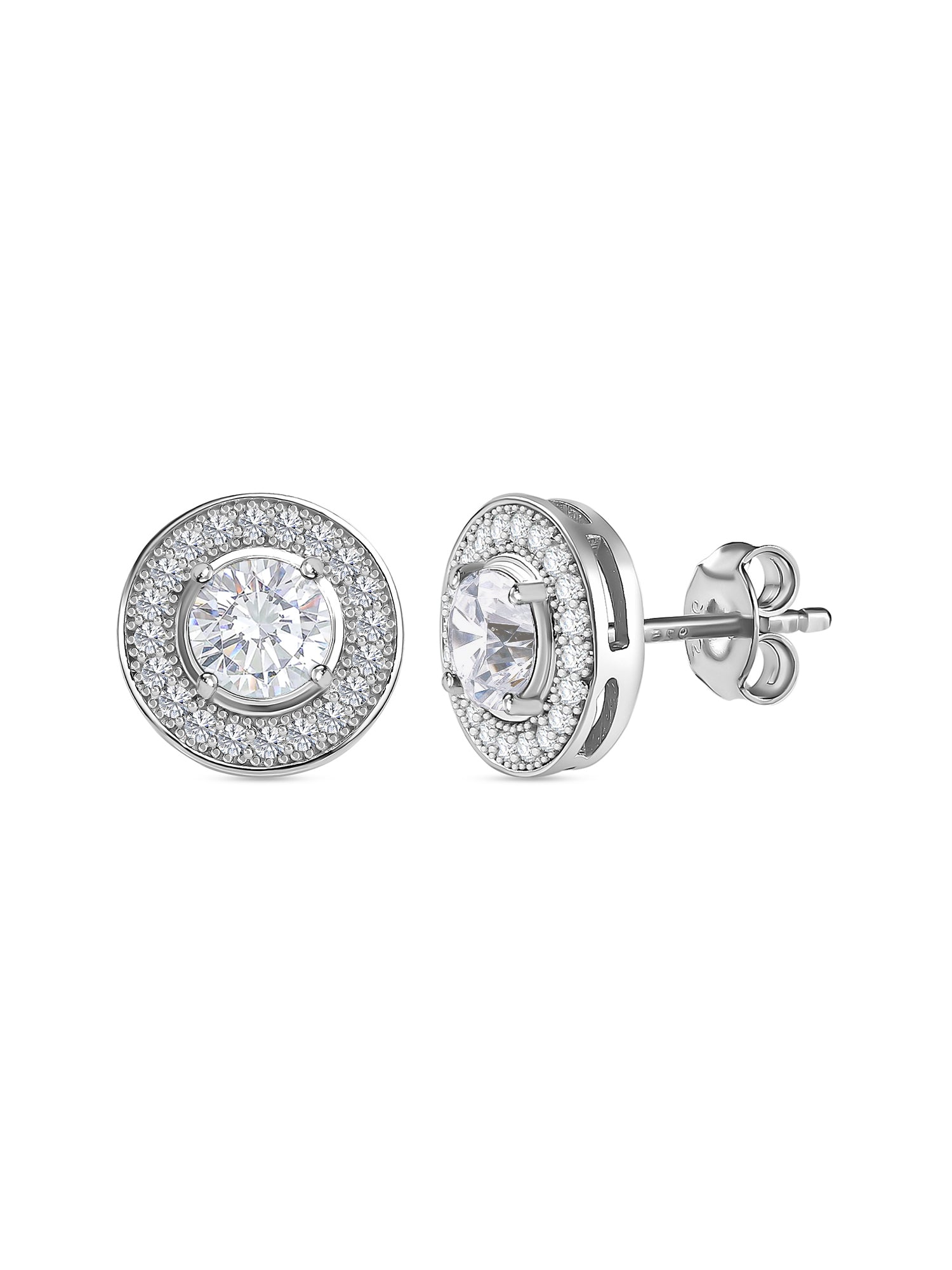 0.5 Carat American Diamond Solitaire Halo Studs In 925 Sterling Silver-2