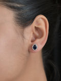 Dressy Shimmering Blue Sapphire Studs In Silver-2