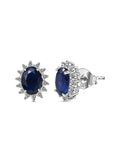 Dressy Shimmering Blue Sapphire Studs In Silver-3