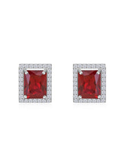 925 Silver Red Ruby Stud Statement Party Earrings For Women-5