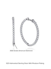 Silver Bali Hoop Earrings In American Diamond-3