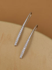 Single Line American Diamond Danglers In 925 Sterling Silver