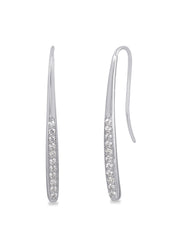 Single Line American Diamond Danglers In 925 Sterling Silver