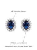 Classic Royal Blue Sapphire Stud Earring In 925 Silver
