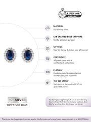 Classic Royal Blue Sapphire Stud Earring In 925 Silver