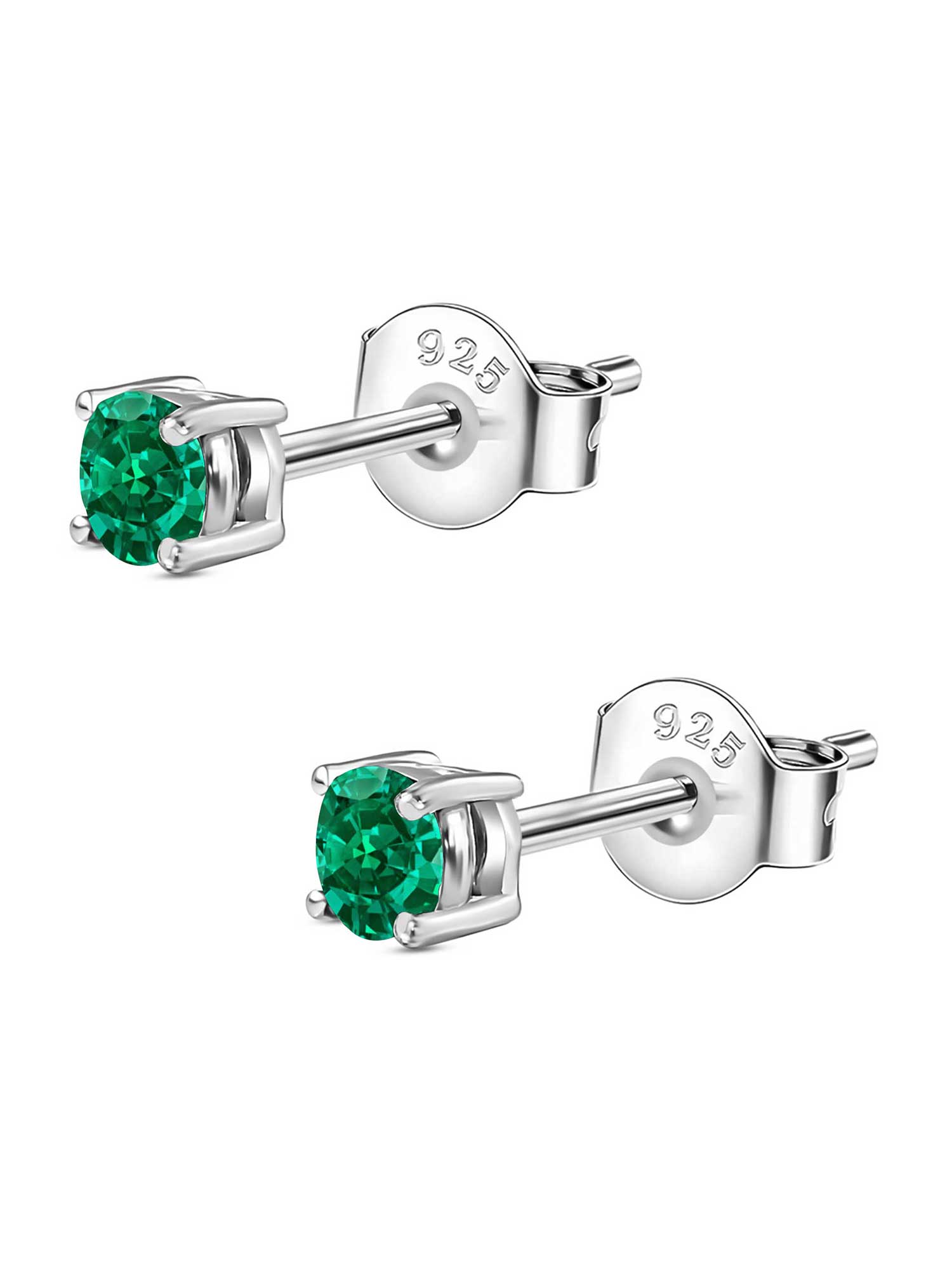 Half Carat Green Emerald Studs For Women-3