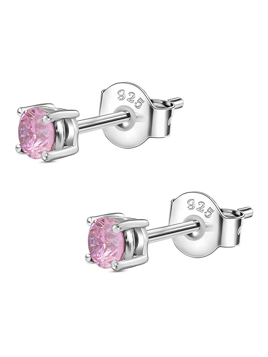 Half Carat Pink Studs For Women