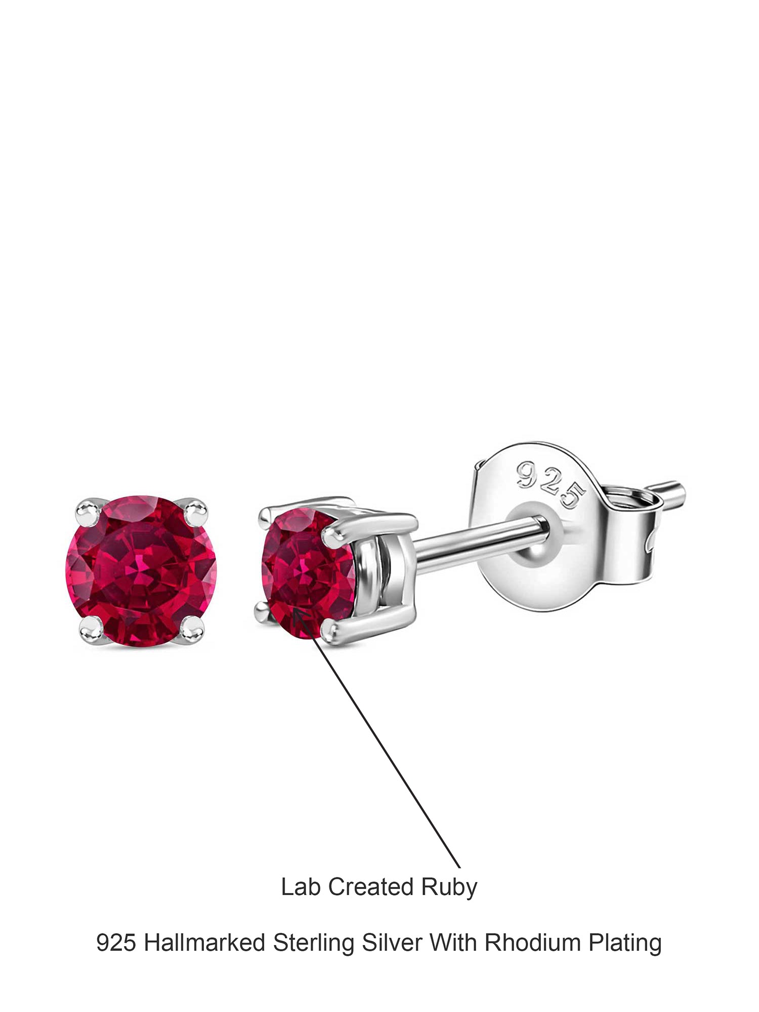 Red Ruby Half Carat Solitaire Stud Earrings For Women-6