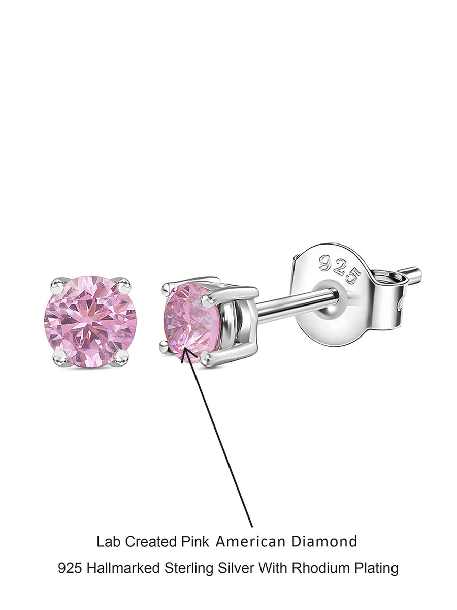 Half Carat Pink Studs For Women