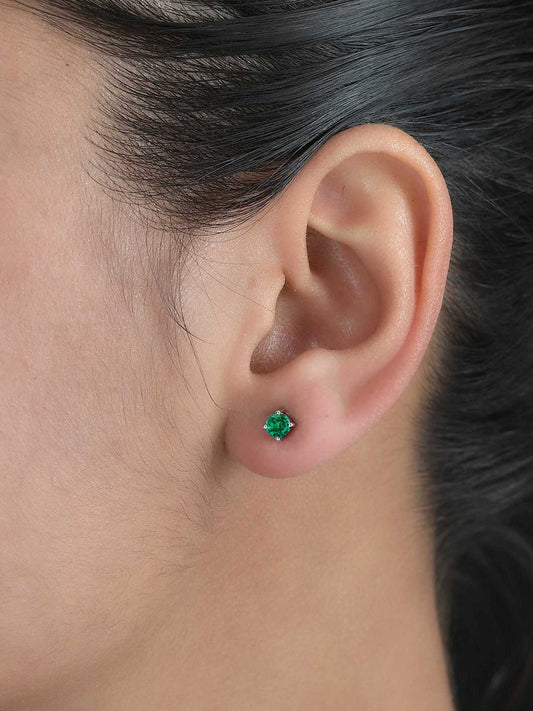 Half Carat Green Emerald Studs For Women-1