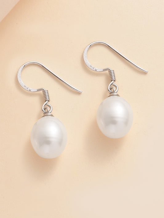 10Mm Real Pearl 925 Silver Hook Drop Earrings For Women