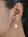 Ornate Jewels 10Mm Real Pearl 925 Silver Leverback Drop Earrings-1