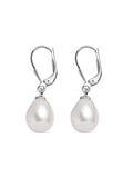 Ornate Jewels 10Mm Real Pearl 925 Silver Leverback Drop Earrings-3