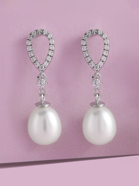 Galaxy diamond South Sea pearl dangle earrings - xiao wang jewelry