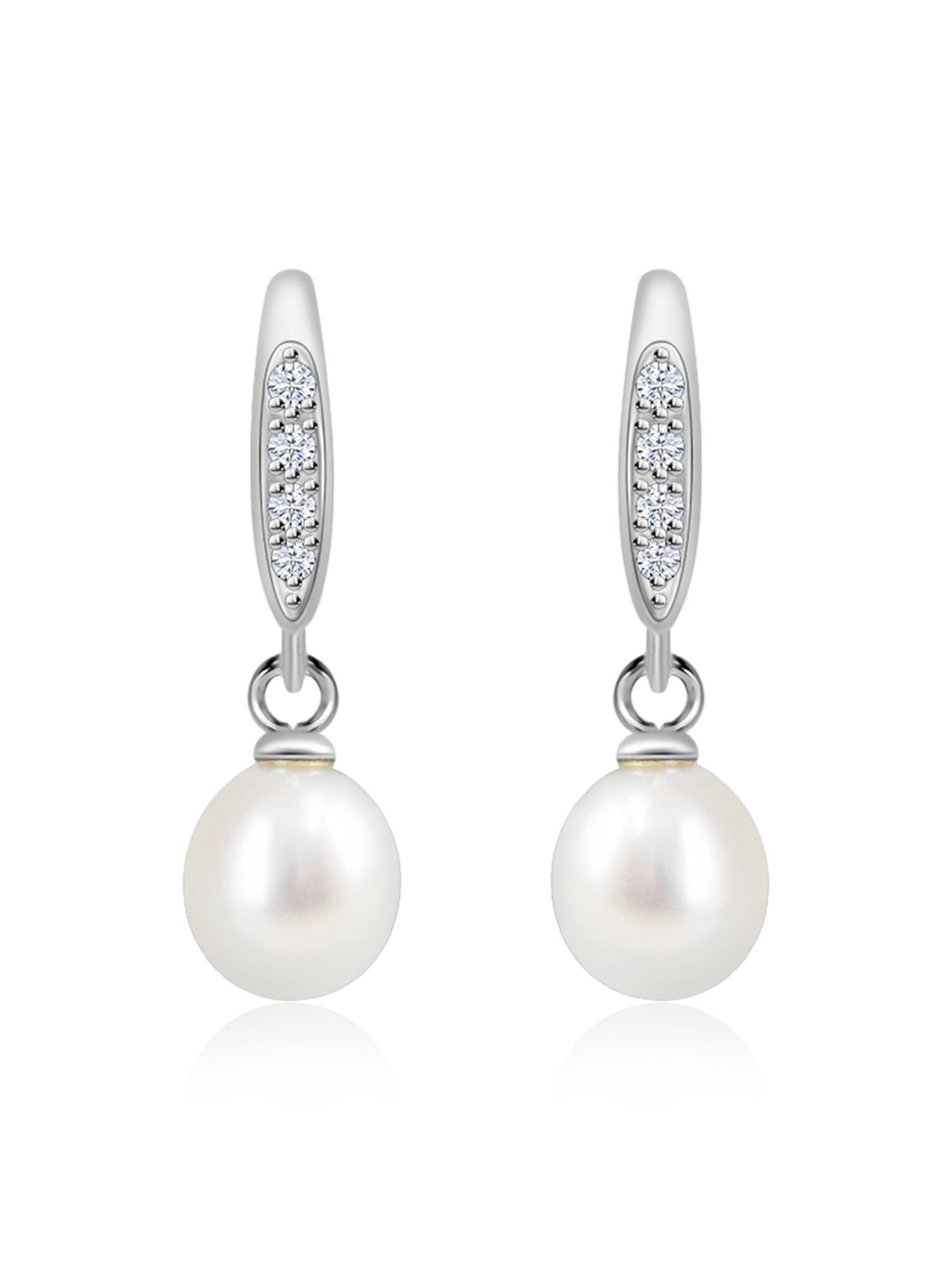 Real Pearl Drop Earrings For Girls In Silver - Ornate Jewels Jewellery