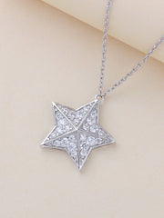 925 Sterling Silver Star American Diamond Pendant With Chain-1