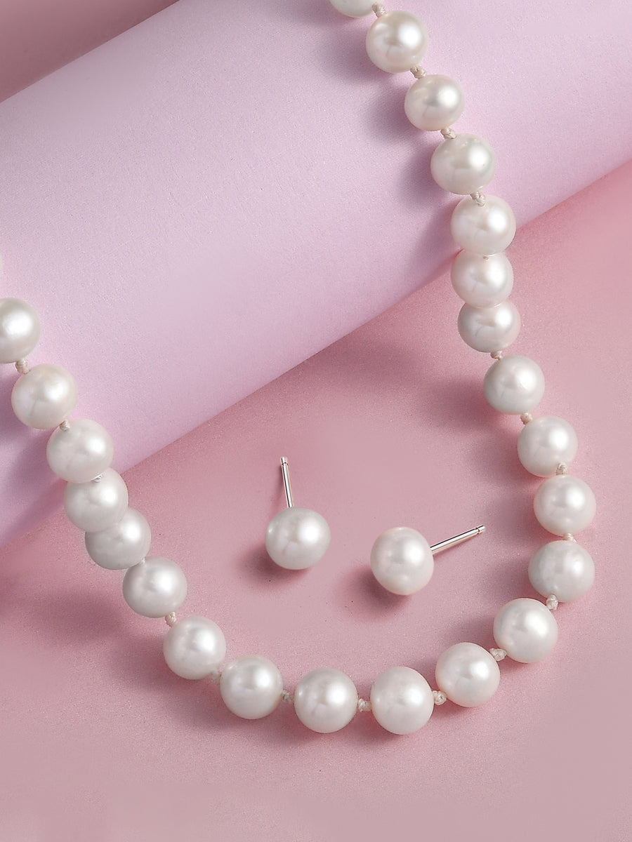 7-8mm Freshwater Pearl Necklace With Earrings For Women-1