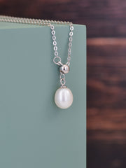 Pearl Drop Sterling Silver 18 Inches Lariat Necklace