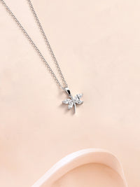 American Diamond Butterfly Necklace In 925 Silver