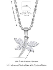 American Diamond Butterfly Necklace In 925 Silver-3