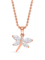 Rose Gold American Diamond Butterfly Necklace In 925 Silver